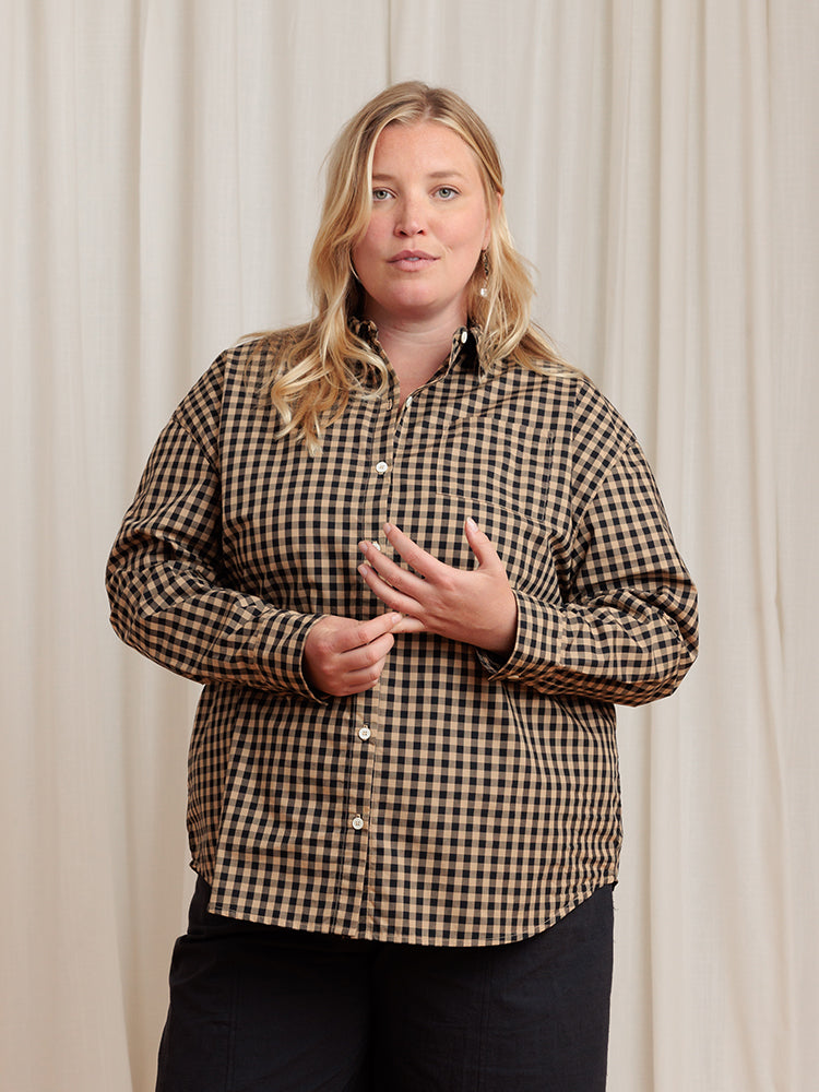 Relaxed Button-up Shirt Coffee