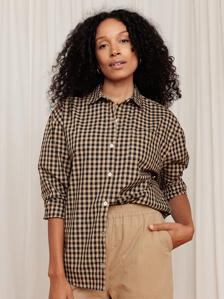 Relaxed Button-up Shirt Coffee